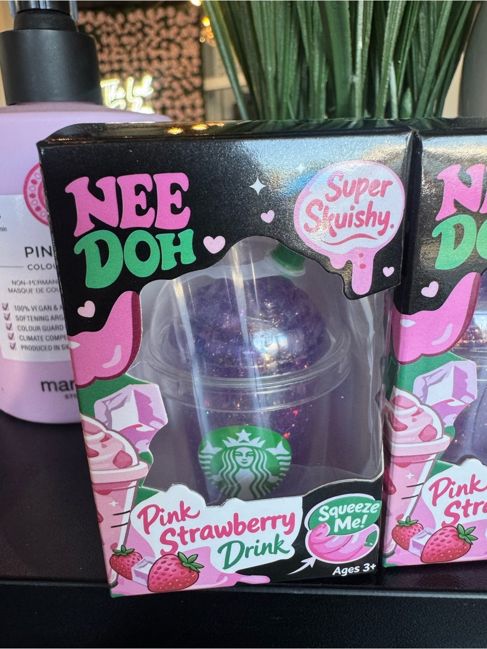 Starbucks Purple Pink Glitter Strawberry Drink Squishy